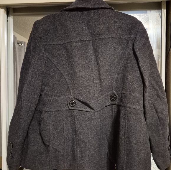 St.Johns Bay Charcoal Double-Breasted Pea Coat - Picture 2 of 4